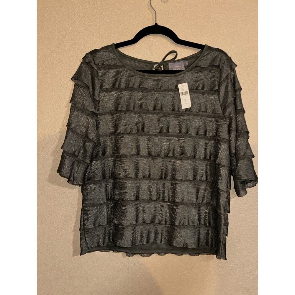 Anthropologie Vanessa Virginia Green Ruffle Tiered Top Womens Medium NWT Fun - Picture 4 of 11